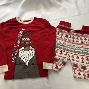 Lazy One Kids Sz 8 Gnome For The Holidays Pajama Set 100% Organic Cotton